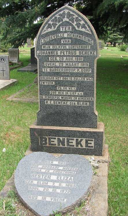 BENEKE Johannes Petrus 1881-1919 &amp; Hester Eliza BLOM 1885-1972
