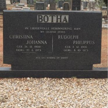 BOTHA Rudolph Philippus 1906-1973 &amp; Christina Johanna 1909-1973