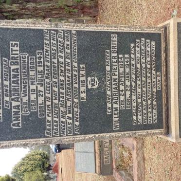 BRITS Willem Adriaan Pieter 1894-1948 &amp; Anna Adriana VAN GRUENING 1900-1943