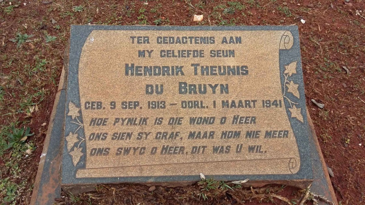 BRUYN Hendrik Theunis, du 1913-1941