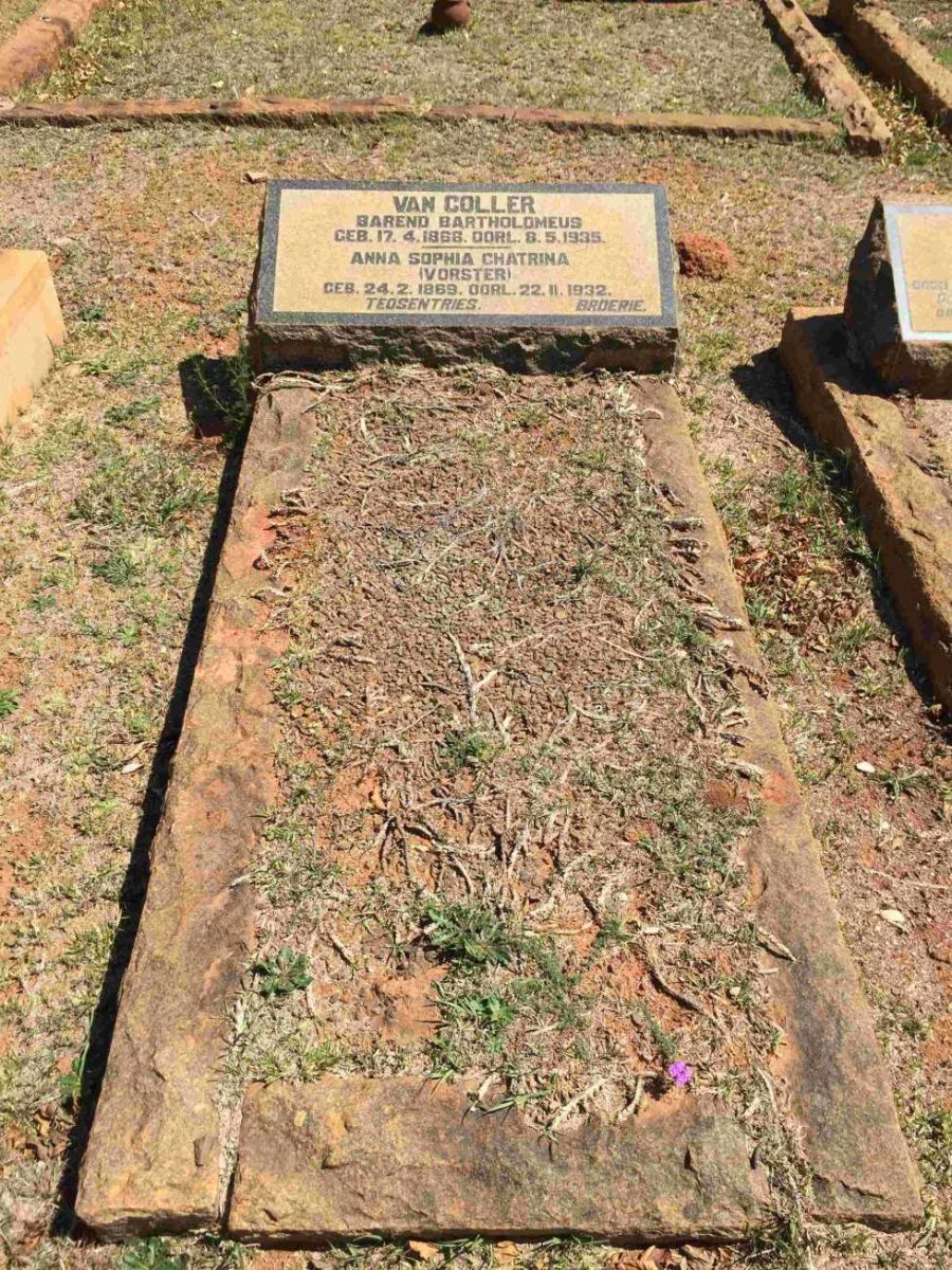 COLLER Barend Bartholomeus, van 1866-1935 &amp; Anna Sophia Chatrina VORSTER 1869-1932