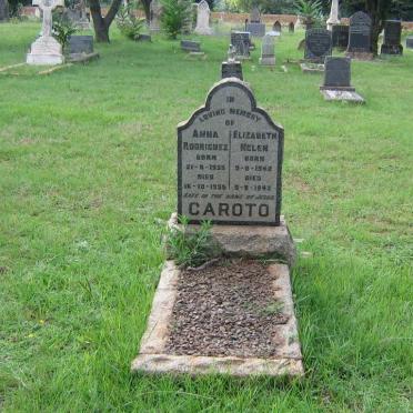 CAROTO Anna Rodrigues 1935-1935 :: CAROTO Elizabeth Helen  1942-1942