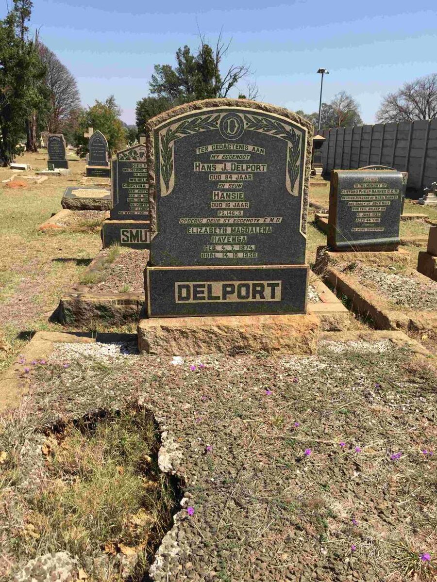 DELPORT Hans J. &amp; HAVENGA Elizabeth Magdalena 1874-1958 :: DELPORT Hansie