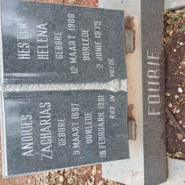 FOURIE Andries Zacharias 1897-1981 &amp; Hester Helena 1908-1973