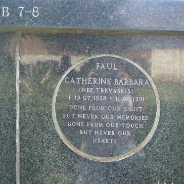FAUL Catherine Barbara nee TREVASKIS 1928-1991