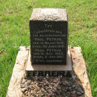 FERREIRA Paul Petrus 1919-1919 :: FERREIRA Paul Petrus  1925-1927