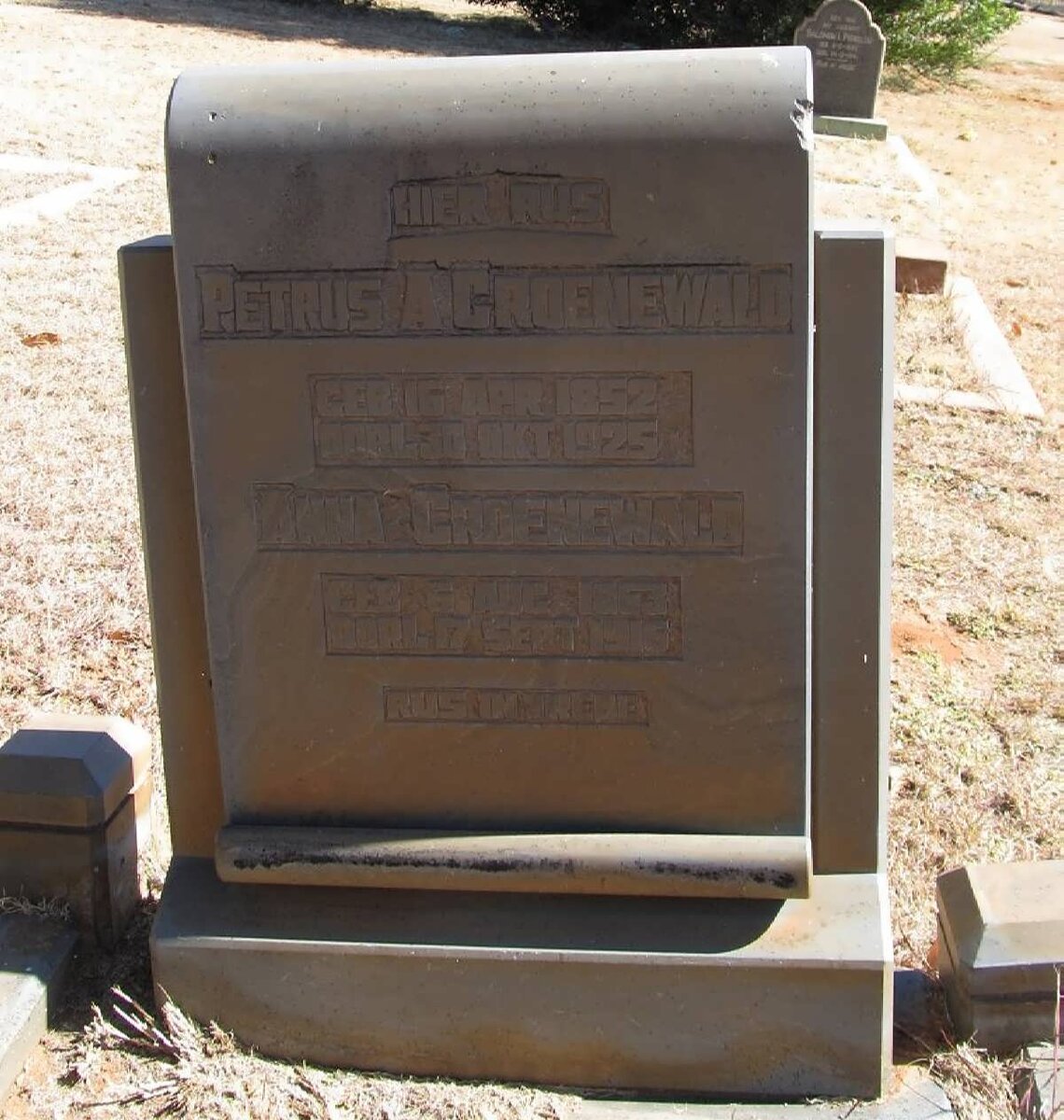 GROENEWALD Petrus A. 1852-1925 &amp; Anna 18?3-191?