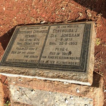 HENNING Stephanus Gerhardus 1875-1946 &amp; Gertruida J. JORDAAN 1879-1953