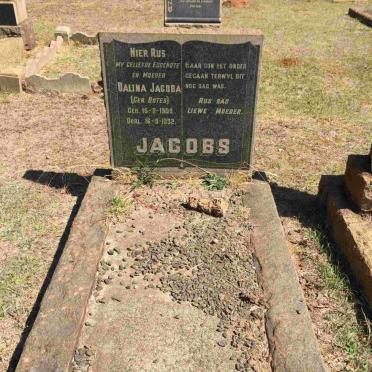 JACOBS Dalina Jacoba nee BOTES 1909-1932