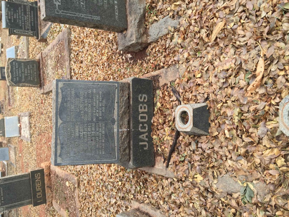 JACOBS Albrecht Johannes Harold 1876-1943 &amp; Christina Johanna SHEPPARD -1947