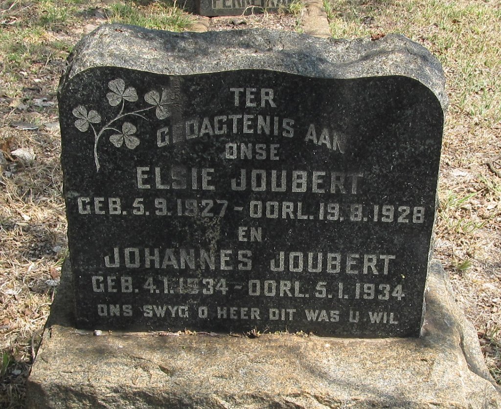 JOUBERT Elsie 1927-1928 :: JOUBERT Johannes 1934-1934