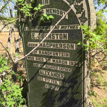 JOHNSTON Alexander -1955 &amp; E. MACPHERSON -1936