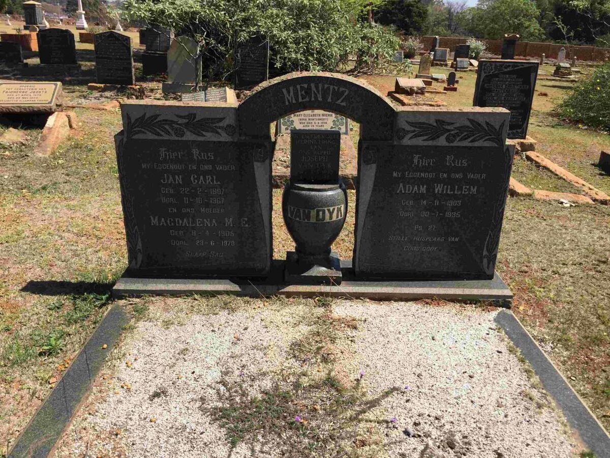 MENTZ Jan Carl 1897-1967 &amp; Magdalena M.E. 190?-1970 :: VAN DYK Joseph :: VAN DYK Adam Willem 1903-1935