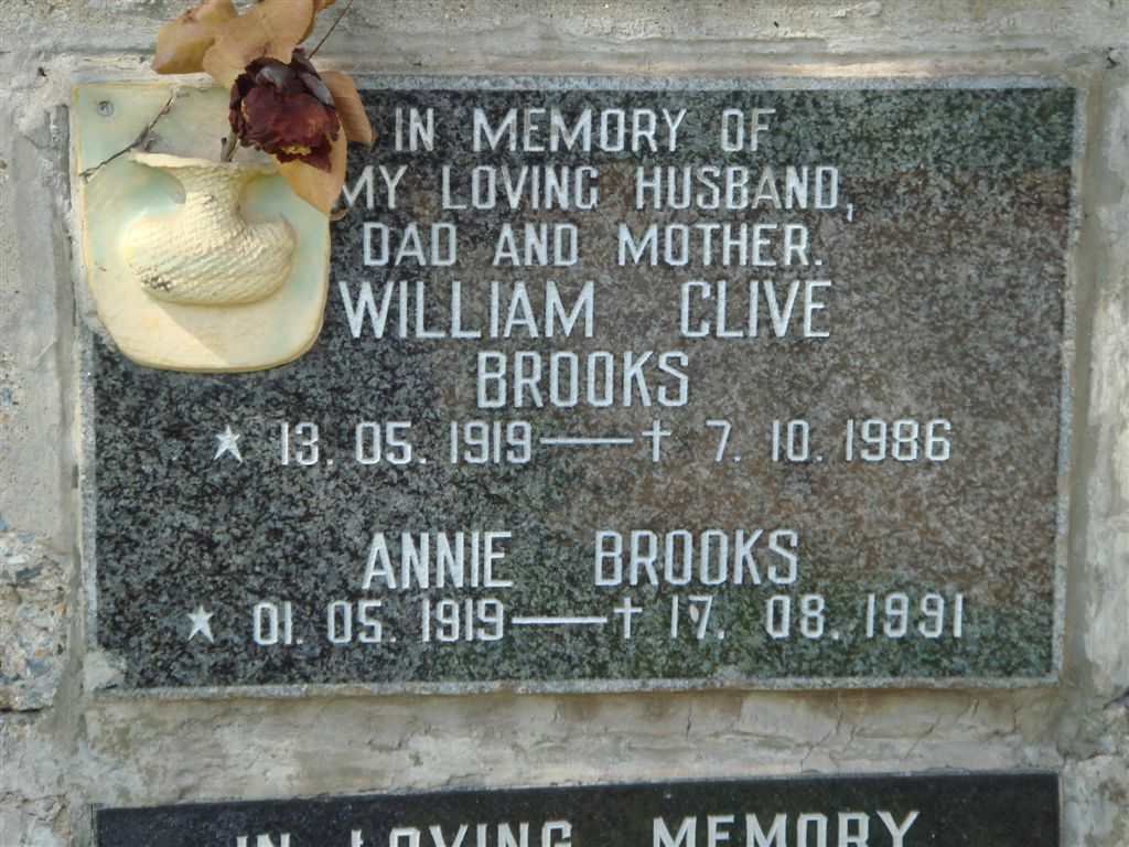 BROOKS William Clive 1919-1986 &amp; Annie 1919-1991