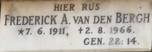 BERGH Frederick A., van den 1911-1966