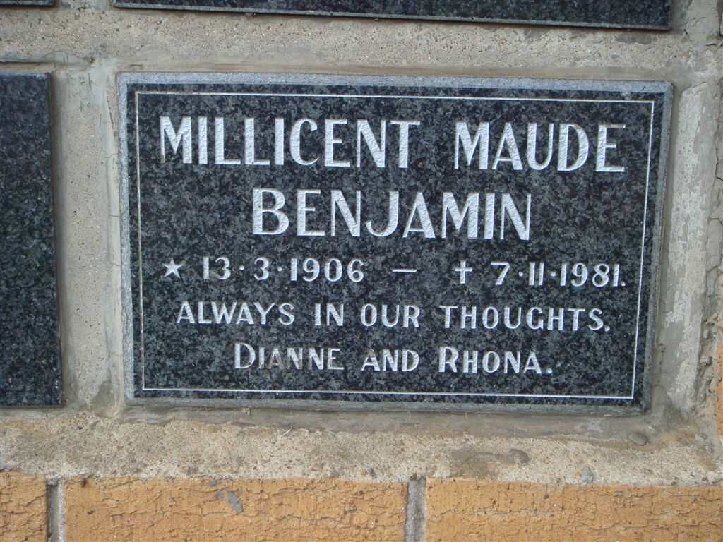BENJAMIN Millicent Maude 1906-1981