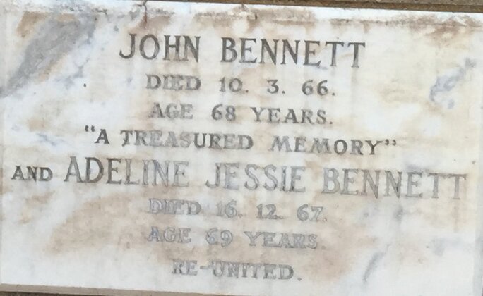 BENNETT John -1966 &amp; Adeline Jessie -1967