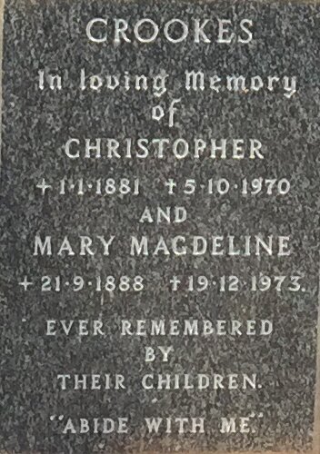 CROOKES Christopher 1881-1970 &amp; Mary Magdeline 1888-1973