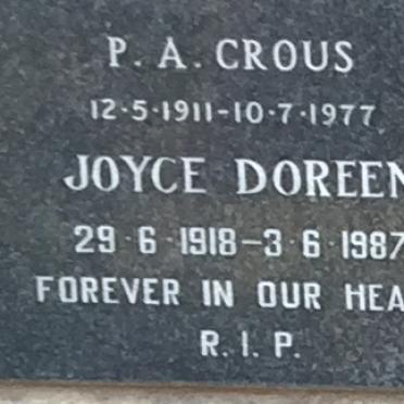 CROUS P.A. 1911-1977 &amp; Joyce Doreen 1918-1987