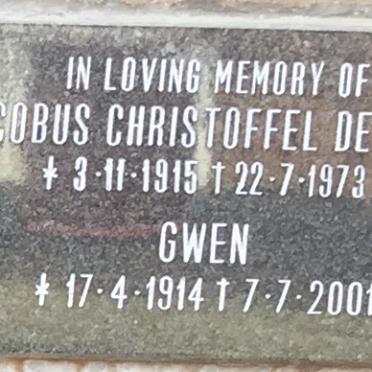 DELPORT Jacobus Christoffel 1915-1973 &amp; Gwen 1914-2001