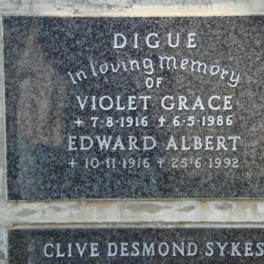 DIGUE Edward Albert 1916-1992 &amp; Violet Grace 1916-1986