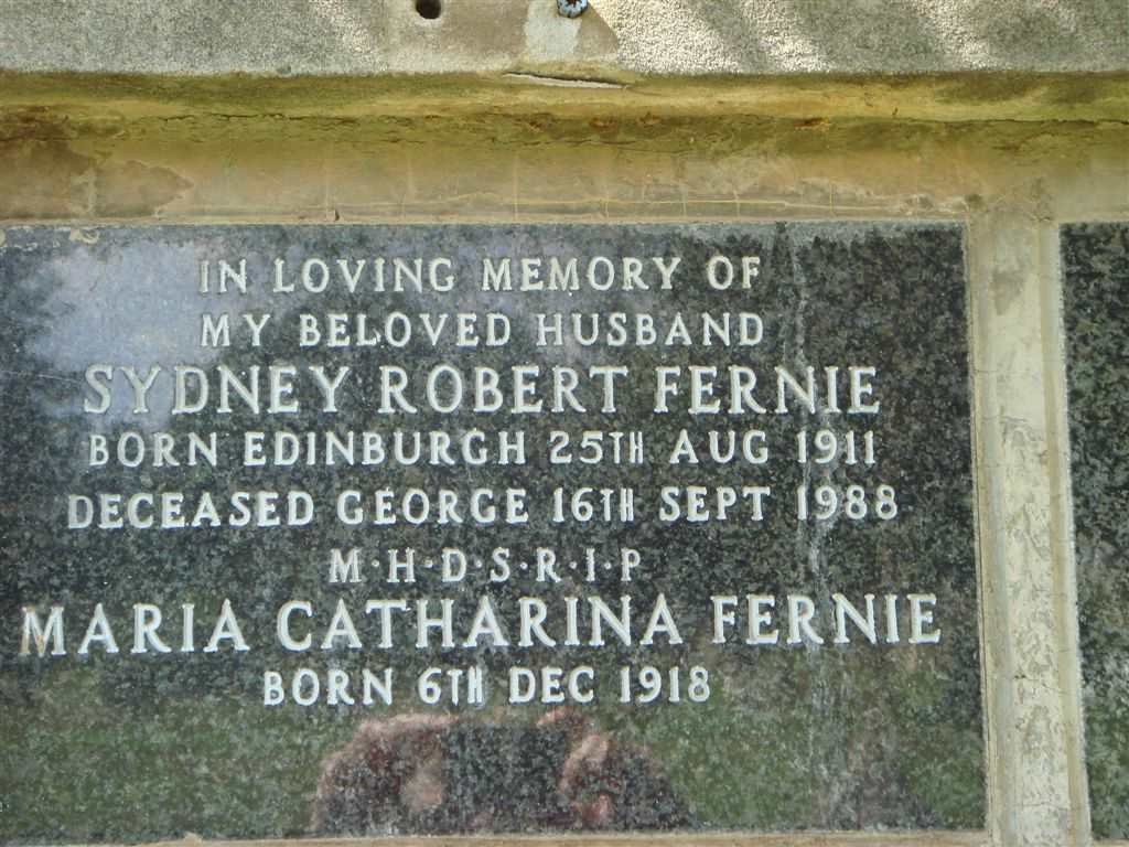 FERNIE Sydney Robert 1911-1988 &amp; Maria Catharina 1918-