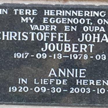 JOUBERT Christoffel Johannes 1917-1978 &amp; Annie 1920-2003