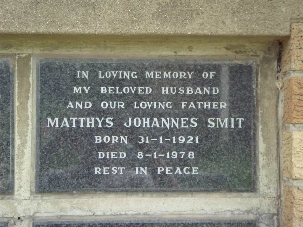 SMIT Matthys Johannes 1921-1978