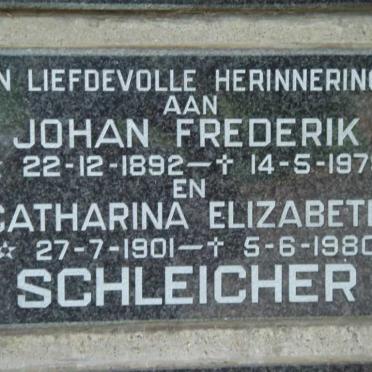 SCHLEICHER Johan Frederik 1892-1979 &amp; Catharina Elizabeth 1901-1980