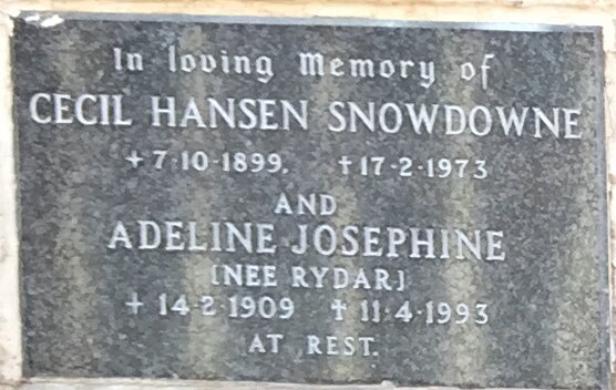 SNOWDOWNE Cecil Hansen 1899-1973 &amp; Adeline Josephine RYDAR 1909-1993