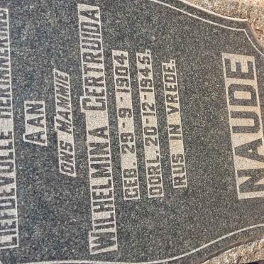 NAUDE Wilhelmina Gertruida 1904-1945