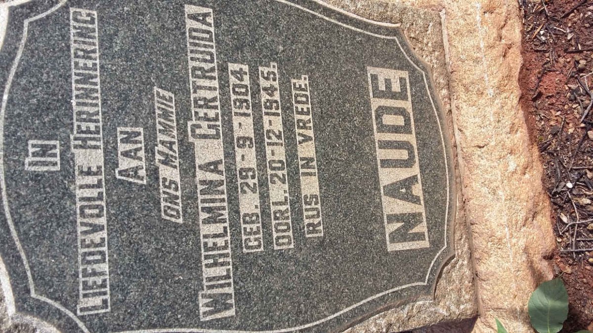 NAUDE Wilhelmina Gertruida 1904-1945