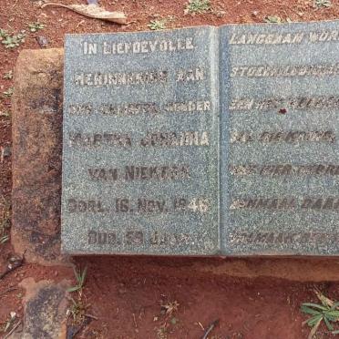 NIEKERK  Martha Johanna, van -1946