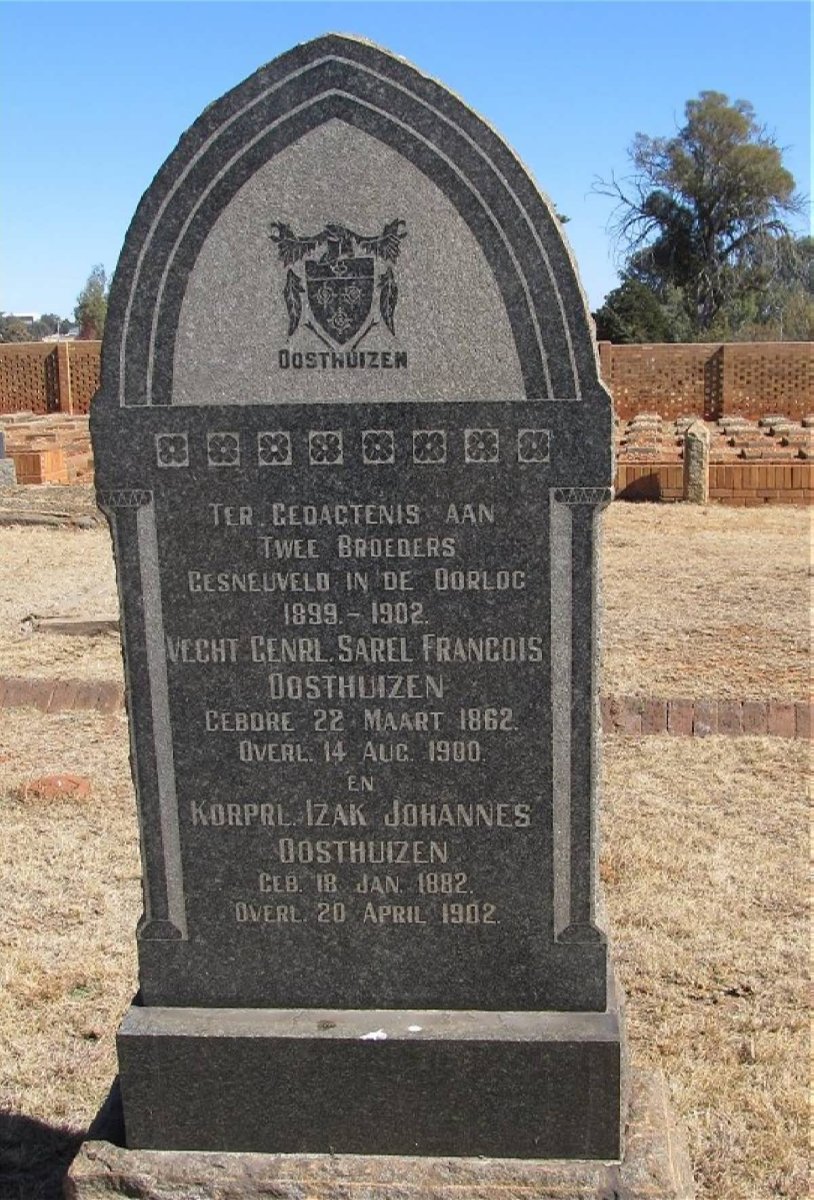OOSTHUIZEN Sarel Francois 1862-1900 :: OOSTHUIZEN Izak Johannes 1882- 1902