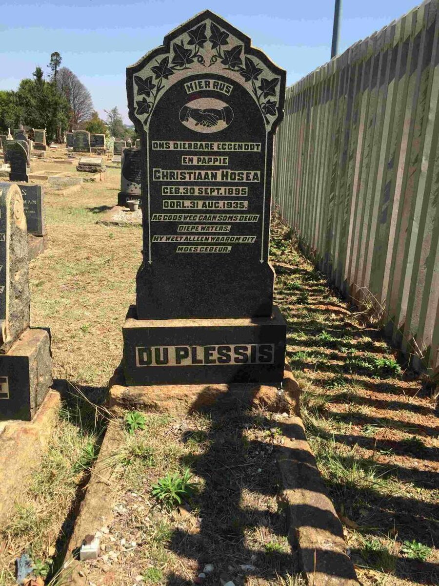 PLESSIS Christiaan Hosea, du 1895-1935