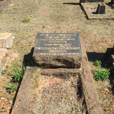 PLESSIS Paul Johannes, du 1865-1929 &amp; Christina Sophia Aletta -1940