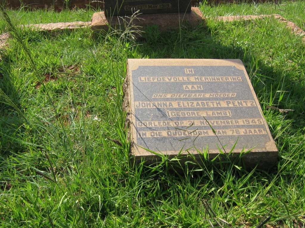 PENTZ Petrus Johannes -191? &amp; Johanna Elizabeth nee LAMB -1945