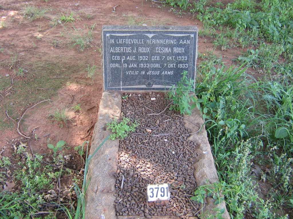 ROUX Albertus J. 1932-1933 :: ROUX Gesina  1933-1933