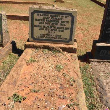 SMITH Martin Francious -1908 &amp; Maria Elizabeth NICHOLSON -1930