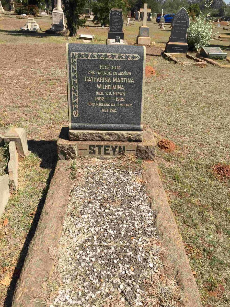STEYN Catharina Martina Wilhelmina nee V.D. MERWE 1892-1933