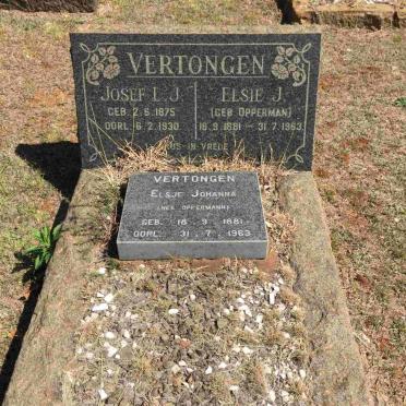VERTONGEN Josef L.J. 1875-1930 &amp; Elsje Johanna OPPERMAN 1881-1963