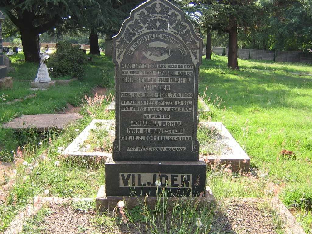 VILJOEN Christiaan Rudolph O. 18?9-1939 &amp; Johanna Maria VAN BLOMMESTEIN 1884-1960