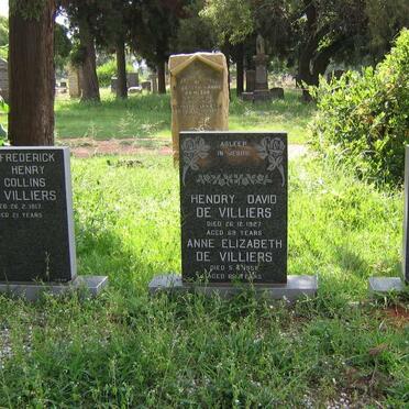 VILLIERS Hendry David, de -1927 &amp; Anne Elizabeth -1958 :: DE VILLIERS Frederick Henry Collins -1917