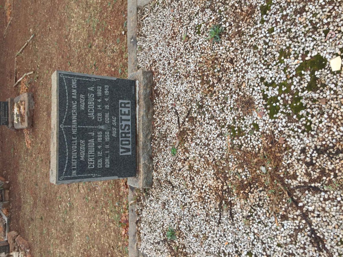 VORSTER Jacobus A. 1863-1943 &amp; Gertruida J. 1865-1950