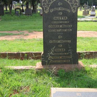 WARDEN Aletta -1915 :: WARDEN Hilda  -1919