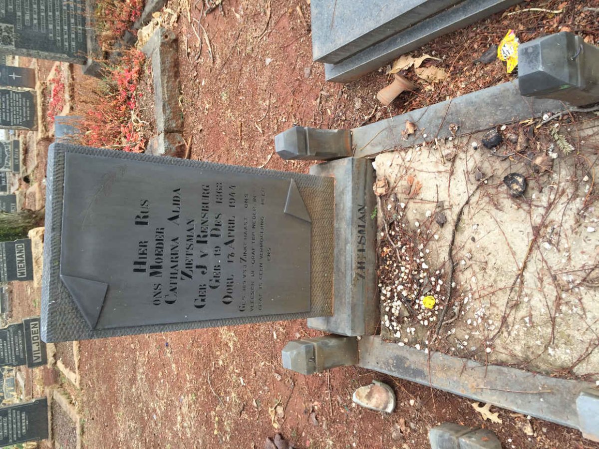 ZIETSMAN Catharina Alida nee J.V. RENSBURG 1863-1944