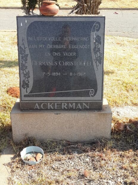 ACKERMAN Hermanus Christoffel 1894-1967