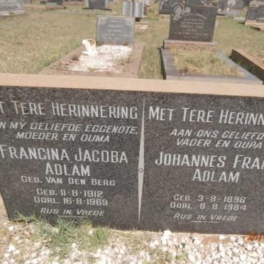 ADLAM Johannes Franz 1896-1984 &amp; Francina Jacoba VAN DEN BERG 1912-1969