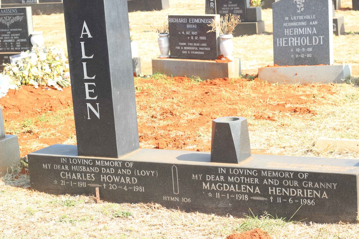 ALLEN Charles Howard 1911-1981 &amp; Magdalena Hendriena 1918-1986