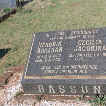 BASSON Hendrik Abraham 1903-1962 &amp; Cecilia Jacomina COETZEE 1907-